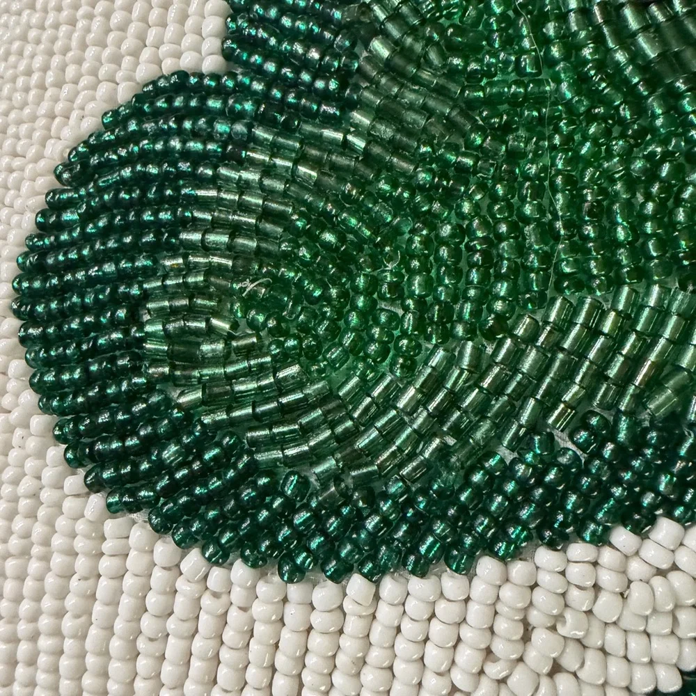 Lucky beaded Green Shamrock Pillow